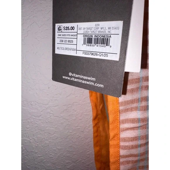 Vitamin A Tropical Botanical Print Sarong Cover Up One Size Fits Most - Picture 4 of 5